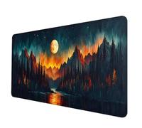 Large Mouse Mat 90 x 40 cm, Black Mouse Pad Mountain Mousepad Anti-Slip Rubber Base Desk Mat with Stitched Edge PC Accessories Waterproof Smooth Surface Mousemat for PC, Office/Gaming -hjw2506RE