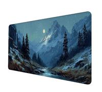 Large Mouse Mat 90 x 40 cm, Black Mouse Pad Mountain Mousepad Anti-Slip Rubber Base Desk Mat with Stitched Edge PC Accessories Waterproof Smooth Surface Mousemat for PC, Office/Gaming -hjw2506A3