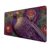 Large Mouse Mat 900 x 300 x 3 mm, Purple Mouse Pad Peacock Mousepad Anti-Slip Rubber Base Desk Mat with Stitched Edge PC Accessories Waterproof Smooth Surface Mousemat for Office/Gaming -hjw2506CQ