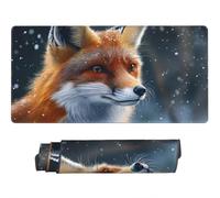 Large Mouse Mat 900 x 400 mm, Fox Mouse Pad Gaming Keyboard Mousemat 35.4 x 15.7 inch, XXL Mousepad Animals Desk Mat Non-Slip Rubber Base with Stitched Edges for Computer, Office, Home -MP1082