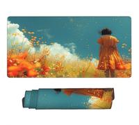 Large Mouse Mat 900 x 400 mm, Green Anime Mouse Pad Gaming Keyboard Mousemat 35.4 x 15.7 inch, XXL Mousepad Orange Desk Mat Non-Slip Rubber Base with Stitched Edges for Computer, Office, Home -MP80