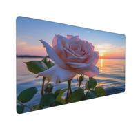 Large Mouse Mat 900 x 400 mm, Pink Rose Mouse Pad Gaming Keyboard Mousemat 35.4 x 15.7 inch, XXL Mousepad Sunset Desk Mat Non-Slip Rubber Base with Stitched Edges for Computer, Office, Home -MP1434
