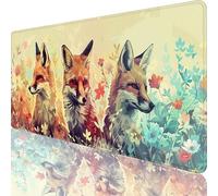 Large Mouse Mat 900 x 400 x 3 mm, Extended Gaming Mouse Pad Pink Mousepad Fox Desk Mat, Waterproof Mousemat, Keyboard Desk Pad with Stitched Edges and Non-Slip Rubber Base for Office Work Decor 94-Si