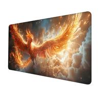 Large Mouse Mat 900 x 400 x 3 mm, Yellow Mouse Pad Phoenix Mousepad Anti-Slip Rubber Base Desk Mat with Stitched Edge PC Accessories Waterproof Smooth Surface Mousemat for Office/Gaming -hjw2506I5