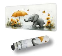 Large Mouse Mat 900 x 500 x 3 MM XXL Extended Desk Mat, Elephant Gaming Mouse Pad, Keyboard Mousepad Flower Desk Pad, with Non-Slip Base and Stitched Edge Mousepad for Gaming Office Accessories S-905