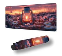Large Mouse Mat 900 x 500 x 3 MM XXL Extended Desk Mat, Lamp Gaming Mouse Pad, Keyboard Mousepad Flower Desk Pad, with Non-Slip Base and Stitched Edge Mousepad for Gaming Office Accessories S-1594