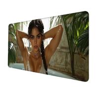 Large Mouse Mat 900x300x3 mm, White Mouse Pad Woman Mousepad Anti-Slip Rubber Base Desk Mat with Stitched Edge PC Accessories Waterproof Smooth Surface Mousemat for PC, Office/Gaming -hjw2506S9
