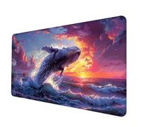 Large Mouse Mat 900x400x3 mm, Blue Mouse Pad Whale Mousepad Anti-Slip Rubber Base Desk Mat with Stitched Edge PC Accessories Waterproof Smooth Surface Mousemat for PC, Laptop, Office/Gaming -hjw2506C5