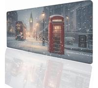 Large Mouse Mat 900x400x3 mm, Extended London Snow Scene Desk Pad, Adults Kids Gaming Mouse Pad Keyboard with Stitched Edges Water Non-Slip Rubber Base for Desk Office Decor Gift LMDT7330