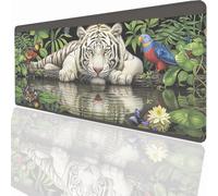 Large Mouse Mat 900x400x3mm, Extended Tiger Desk Pad, Adults Kids Gaming Mouse Pad Keyboard with Stitched Edges Water Non-Slip Rubber Base for Desk Office Decor Gift PjY5118 P-J