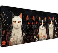 Large Mouse Mat 900x400x3mm Mouse Pad Cat F-NM1CK | Mousepad Large Size with Non-Slip Rubber Base, Stitched Edges Mousepad, Waterproof Smooth Keyboard Mat Office Accessories