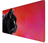 Large Mouse Mat Black Mouse Pad Cat Desk Mat Large with Non-Slip Base and Stitched Edge Waterproof Keyboard Mat for Laptop, Computer, Office, Desk Accessories for Men Women (Black,100 x 50cm) o7248