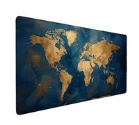 Large Mouse Mat Blue Mouse Pad Gaming World Map Desk Mat Large Non-Slip Rubber Base with Stitched Edges, Computer Keyboard Desk Pad, Accessories for Men, Home Office Gifts (Blue 100 x 50cm) t3735