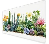 Large Mouse Mat Cactus, Waterproof Green Gaming Mouse Pad, Non-Slip Extended Desk Mat with Rubber Base, Office Accessories Mousepad with Stitched Edges, Ideal Gifts for Men 900x400x3mm A815