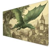 Large Mouse Mat Dragon, Waterproof Green Gaming Mouse Pad, Non-Slip Extended Desk Mat with Rubber Base, Office Accessories Mousepad with Stitched Edges, Ideal Christmas Gifts for Men 800x300x3mm A565