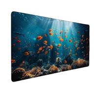 Large Mouse Mat Fish Mouse Pad Gaming Sea Desk Mat Large Non-Slip Rubber Base with Stitched Edges, Computer Keyboard Desk Pad, PC, Laptop, Accessories for Men, Home Office Gifts (Fish 90 x 40cm) i4889