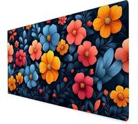 Large Mouse Mat flower, Waterproof blue Gaming Mouse Pad, Non-Slip Extended Desk Mat With Rubber Base, Office Accessories Mousepad With Stitched Edges, Ideal For Men 500x250x3mm A394