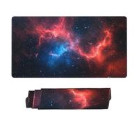 Large Mouse Mat Gaming 1600x800 mm Extended XXL Mouse Pad, Water Proof Laptop Keyboard Mousepad Red Starry Sky Desk Mat, Big Desk Pad with Non-Slip Base and Stitched Edge for Gaming, Office P9063