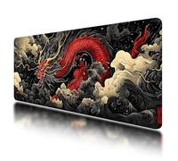 Large Mouse Mat, Gaming Mouse Pad 1000 x 500 mm, Black Mousepad XXL Waterproof, Dragon Desk Mat with Non-Slip Base, Mousepad with Smooth Surface, Improved Precision and Speed, for Office, Gaming, O-17