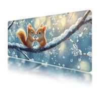 Large Mouse Mat, Gaming Mouse Pad 1000 x 500 mm, Blue Mousepad XXL Waterproof, Squirrel Desk Mat with Non-Slip Base, Mousepad with Smooth Surface, Improved Precision and Speed, for Gaming, Gifts, O-83