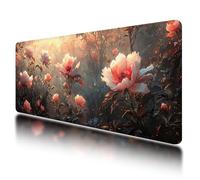 Large Mouse Mat, Gaming Mouse Pad 1000 x 500 mm, Brown Mousepad XXL Waterproof, Flower Desk Mat with Non-Slip Base, Mousepad with Smooth Surface, Improved Precision and Speed, for Office, Gaming, O-81