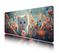 Large Mouse Mat, Gaming Mouse Pad 1000 x 500 mm, Butterfly Mousepad XXL Waterproof, Cat Desk Mat with Non-Slip Base, Mousepad with Smooth Surface, Improved Precision and Speed, for Gaming, Gifts, O-41