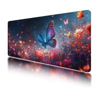 Large Mouse Mat, Gaming Mouse Pad 1000 x 500 mm, Butterfly Mousepad XXL Waterproof, Pink Desk Mat with Non-Slip Base, Mousepad with Smooth Surface, Improved Precision and Speed, for Gaming, Gift, -973