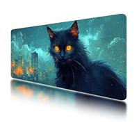Large Mouse Mat, Gaming Mouse Pad 1000 x 500 mm, City Mousepad XXL Waterproof, Cat Desk Mat with Non-Slip Base, Mousepad with Smooth Surface, Improved Precision and Speed, for Office and Home, O-07