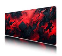 Large Mouse Mat, Gaming Mouse Pad 1000 x 500 mm, Red Mousepad XXL Waterproof, Black Desk Mat with Non-Slip Base, Mousepad with Smooth Surface, Improved Precision and Speed, for Office and Home, O-13