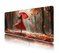 Large Mouse Mat, Gaming Mouse Pad 1000 x 500 mm, Red Mousepad XXL Waterproof, Woman Desk Mat with Non-Slip Base, Mousepad with Smooth Surface, Improved Precision and Speed, for Office and Home, O-31