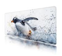 Large Mouse Mat, Gaming Mouse Pad 1000 x 500 mm, White Mousepad XXL Waterproof, Penguin Desk Mat with Non-Slip Base, Mousepad with Smooth Surface, Improved Precision and Speed, for Gaming, Gifts, Z-15