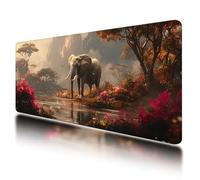 Large Mouse Mat, Gaming Mouse Pad 1200 x 600 mm, Animal Mousepad XXL Waterproof, Elephant Desk Mat with Non-Slip Base, Mousepad with Smooth Surface, Improved Precision and Speed, for Gaming, O-83