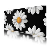 Large Mouse Mat, Gaming Mouse Pad 800 x 300 mm, Black Mousepad XXL Waterproof, Daisy Desk Mat with Non-Slip Base, Mousepad with Smooth Surface, Improved Precision and Speed, for Office and Home, O-49