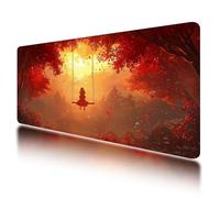Large Mouse Mat, Gaming Mouse Pad 800 x 300 mm, Red Mousepad XXL Waterproof, Landscape Desk Mat with Non-Slip Base, Mousepad with Smooth Surface, Improved Precision and Speed, for Office, Gaming, -607