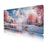 Large Mouse Mat, Gaming Mouse Pad 800 x 400 mm, Pink Mousepad XXL Waterproof, Landscape Desk Mat with Non-Slip Base, Mousepad with Smooth Surface, Improved Precision and Speed, for Gaming, Gifts, O-57