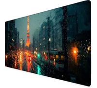 Large Mouse Mat Grey Mouse Pad Eiffel Tower Desk Mat Large with Non-Slip Base and Stitched Edge Waterproof Keyboard Mat for Laptop, PC, Computer, Desk Accessories for Men Women (Grey,80 x 40cm) p7107