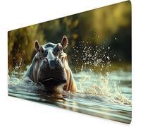 Large Mouse Mat hippopotamus, Waterproof animal Gaming Mouse Pad, Non-Slip Extended Desk Mat With Rubber Base, Office Accessories Mousepad With Stitched Edges, For Men 800x300x3mm A270