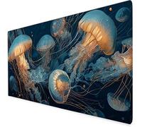 Large Mouse Mat Jellyfish, Waterproof Animal Gaming Mouse Pad, Non-Slip Extended Desk Mat with Rubber Base, Office Accessories Mousepad with Stitched Edges, Gifts for Men 800x300x3mm A798