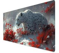 Large Mouse Mat leopard, Waterproof white Gaming Mouse Pad, Non-Slip Extended Desk Mat With Rubber Base, Office Accessories Mousepad With Stitched Edges, Ideal For Men 700x300x3mm A38