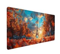 Large Mouse Mat Orange Color Mouse Pad Gaming Eiffel Tower Desk Mat Large Non-Slip Rubber Base with Stitched Edges, Computer Keyboard Desk Pad, Accessories for Men Women (Orange Color 90 x 40cm) p4203