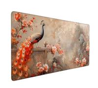 Large Mouse Mat Orange Color Mouse Pad Gaming Peacock Desk Mat Large Non-Slip Rubber Base with Stitched Edges, Computer Keyboard Desk Pad, Accessories for Men Women (Orange Color 60 x 30cm) w6412