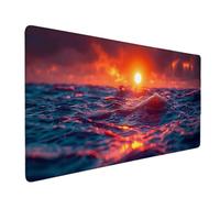 Large Mouse Mat Orange Color Mouse Pad Gaming Sea Desk Mat Large Non-Slip Rubber Base with Stitched Edges, Computer Keyboard Desk Pad, Accessories for Men, Home Office (Orange Color 80 x 40cm) i6505