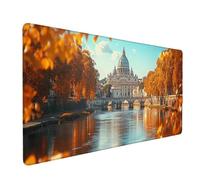 Large Mouse Mat Orange Color Mouse Pad Gaming St. Peter'S Basilica Desk Mat Large Non-Slip Rubber Base with Stitched Edges, Computer Keyboard Desk Pad, Home Office Gifts (Orange Color 80 x 40cm) w6820