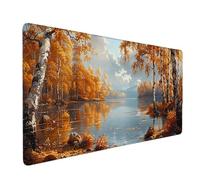 Large Mouse Mat Orange Color Mouse Pad Gaming Tree Desk Mat Large Non-Slip Rubber Base with Stitched Edges, Computer Keyboard Desk Pad, Accessories for Men, Home Office (Orange Color 60 x 30cm) i5369