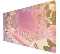 Large Mouse Mat pink, Waterproof computer Gaming Mouse Pad, Non-Slip Extended Desk Mat With Rubber Base, Office Accessories Mousepad With Stitched Edges, Ideal For Men 800x300x3mm A178