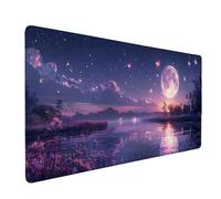 Large Mouse Mat Purple Mouse Pad Gaming Moon Desk Mat Large Non-Slip Rubber Base with Stitched Edges, Computer Keyboard Desk Pad, PC, Laptop, Accessories for Men, Home Office (Purple 60 x 30cm) t3927