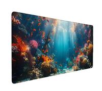 Large Mouse Mat Sea Mouse Pad Gaming Fish Desk Mat Large Non-Slip Rubber Base with Stitched Edges, Computer Keyboard Desk Pad, PC, Laptop, Accessories for Men, Home Office Gifts (Sea 100 x 50cm) p4883