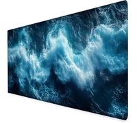 Large Mouse Mat sea, Waterproof blue Gaming Mouse Pad, Non-Slip Extended Desk Mat With Rubber Base, Office Accessories Mousepad With Stitched Edges, Ideal For Men 800x300x3mm A122