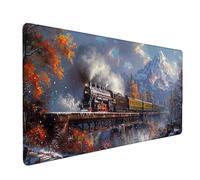 Large Mouse Mat Train Mouse Pad Gaming Landscape Desk Mat Large Non-Slip Rubber Base with Stitched Edges, Computer Keyboard Desk Pad, Accessories for Men, Home Office Gifts (Train 80 x 40cm) e6365