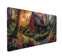 Large Mouse Mat Tree Mouse Pad Gaming Wooden House Desk Mat Large Non-Slip Rubber Base with Stitched Edges, Computer Keyboard Desk Pad, Accessories for Men, Home Office Gifts (Tree 80 x 40cm) o3530